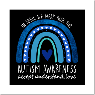 Autism Awareness day Autism Acceptance  Rainbow Posters and Art